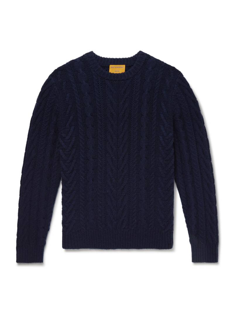 Guest In Residence - Fisherman Cable-Knit Wool and Cashmere-Blend Sweater - Men - Blue - M von Guest In Residence