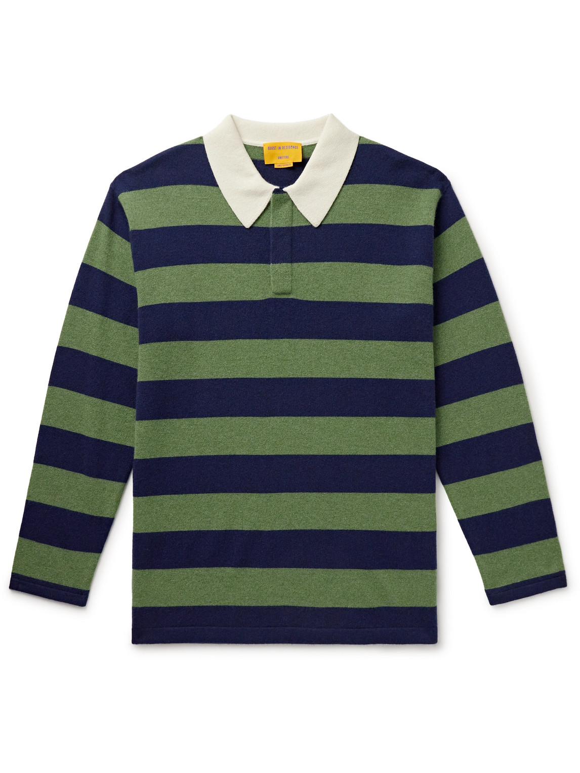 Guest In Residence - Rugby Striped Cashmere Polo Shirt - Men - Green - L von Guest In Residence
