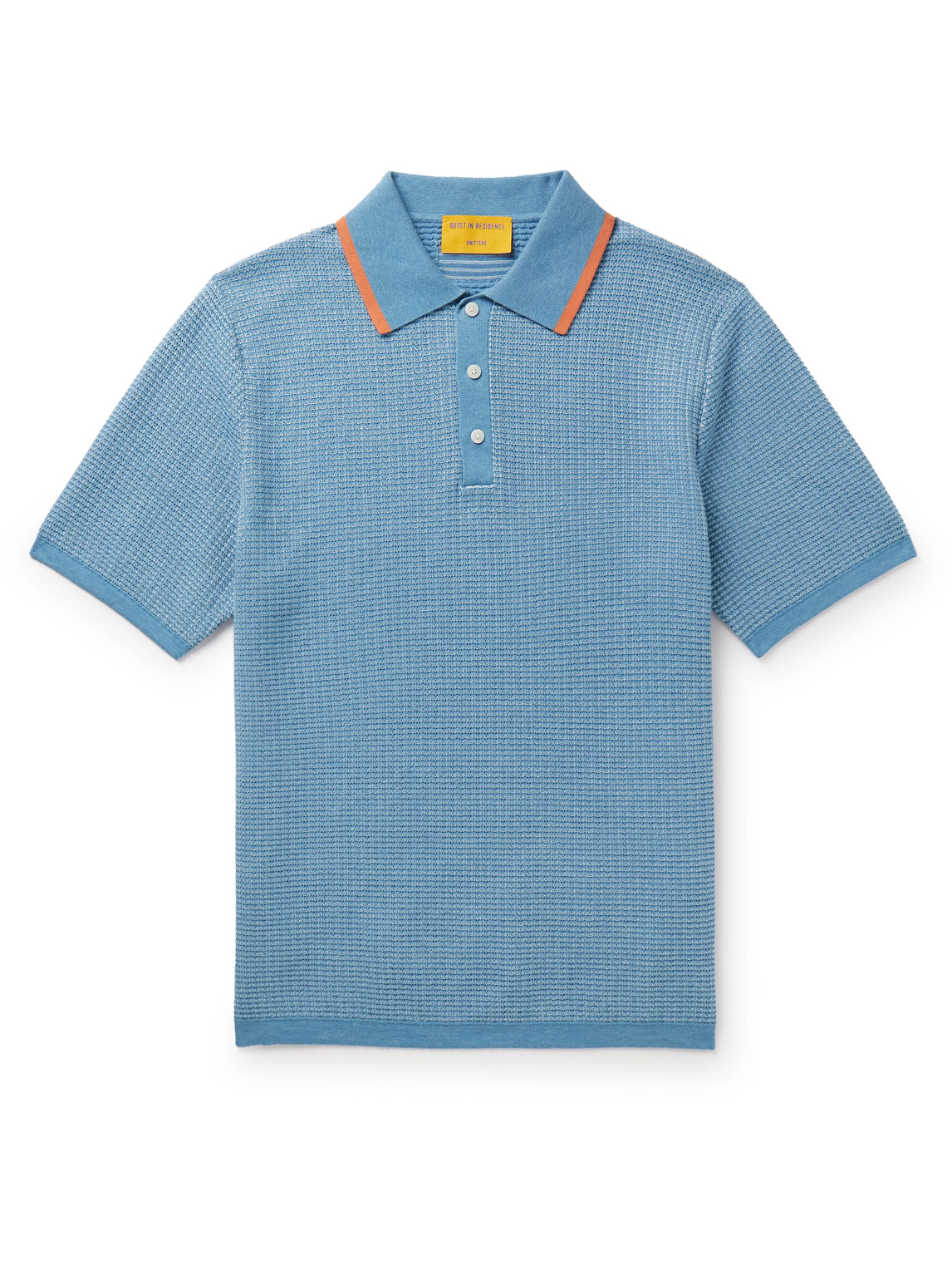 Guest In Residence - Striped Textured-Knit Cotton Polo Shirt - Men - Blue - S von Guest In Residence