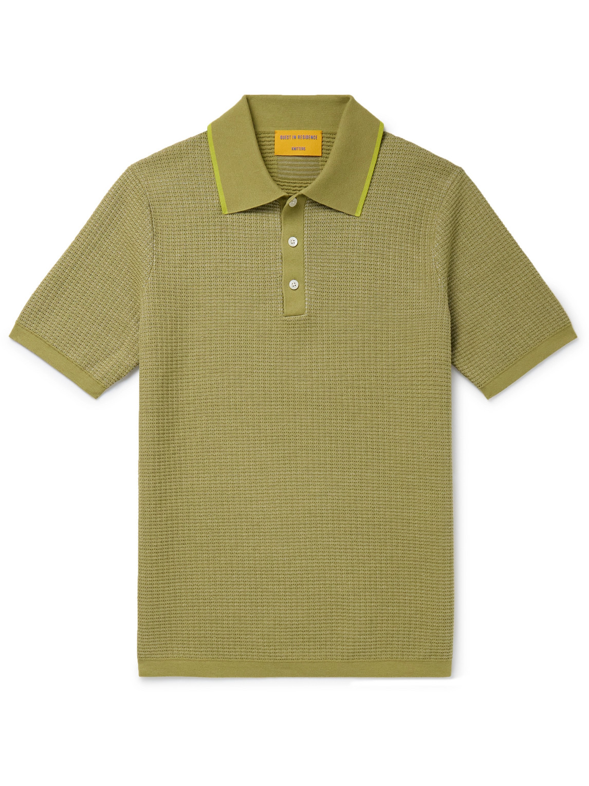 Guest In Residence - Striped Textured-Knit Cotton Polo Shirt - Men - Green - L von Guest In Residence