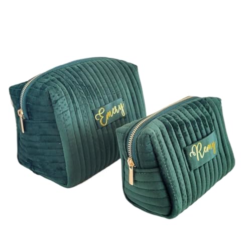 Personalisierte Make-up-Tasche für Damen, Brautjungfer-Geschenke, Hochzeitsgeschenk, Reise-Kulturbeutel, Samt-Kosmetiktasche, Geburtstagsgeschenk, individuelles Geschenk, Mehrfarbig, L 22x15x16cm, von Gufacai