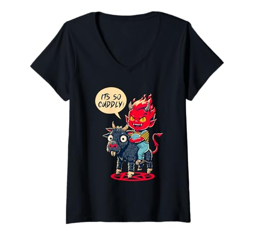 Damen Okkulter Humorvoller It's So Cuddly für Damen und Herren T-Shirt mit V-Ausschnitt von GuffawGear