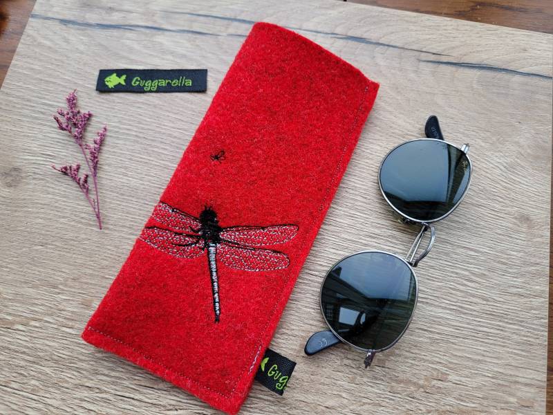 Brillenetui Libelle Wollfilz von Guggarella