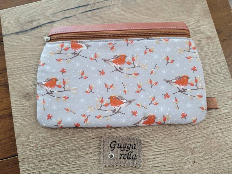 Kosmetiktäschchen Mit Rotkehlchen Reißverschlusstasche, Geschenk Für Sie, Muttertag von Guggarella