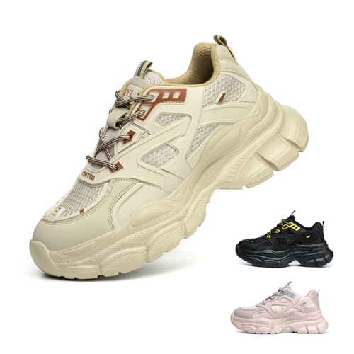Gugifcto Arbeitsschuhe Damen Sicherheitsschuhe Leicht Stahlkappenschuhe rutschfest Atmungsaktiv Sportlich Schutzschuhe Yellow 40 EU von Gugifcto