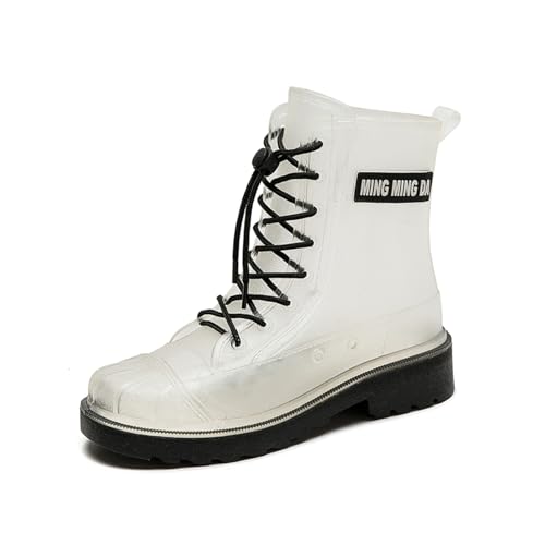 Gugifcto Gummistiefel Damen Herren Stylische Boots Gummistiefel Mit Schnürsenkeln Wasserdicht Gartenschuhe Herren rutschfest Arbeitsschuhe Weich und Bequem TMBlack43EU von Gugifcto
