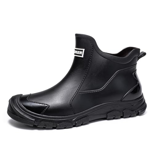 Gugifcto Gummistiefel Herren,Gummistiefel Damen Kurze,Halbhoch Stylische Boots Wasserdicht rutschfest Geeignet Regentag Rutschiger Boden Gartenschuhe Black44EU/46CN von Gugifcto