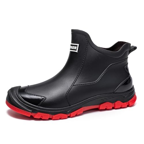 Gugifcto Gummistiefel Herren,Gummistiefel Damen Kurze,Halbhoch Stylische Boots Wasserdicht rutschfest Geeignet Regentag Rutschiger Boden Gartenschuhe Red44EU/46CN von Gugifcto