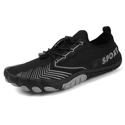 Gugifcto Unisex Wasserschuhe Barfußschuhe Badeschuhe Herren,Schwimmschuhe Damen,Aquaschuhe,Outdoor Indoor Zehenschuhe,Schnelltrocknende Surfschuhe,Strandschuhe,Gym Fitnessschuhe Black 38 EU von Gugifcto