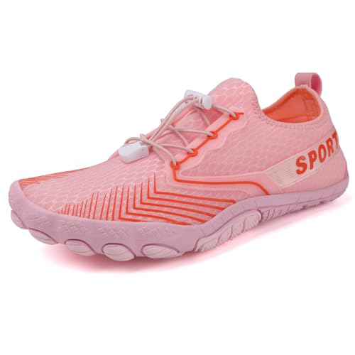 Gugifcto Unisex Wasserschuhe Barfußschuhe Badeschuhe Herren,Schwimmschuhe Damen,Aquaschuhe,Outdoor Indoor Zehenschuhe,Schnelltrocknende Surfschuhe,Strandschuhe,Gym Fitnessschuhe Pink 39 EU von Gugifcto