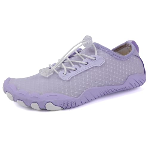 Gugifcto Unisex Wasserschuhe,Strandschuhe Herren Badeschuhe Damen Schwimmschuhe Barfußschuhe Aquaschuhe Sommer Surfschuhe Barfussschuhe Fitness Zehenschuhe Purple 38 EU von Gugifcto