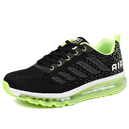 Turnschuhe Damen Herren Laufschuhe atmungsaktiv Sportschuhe leichtgewichts Stand On Air Sneaker schnürer straßenlaufschuhe Leicht Walkingschuhe Outdoor Road Running Shoe Blackgreen-36 von Gugifcto