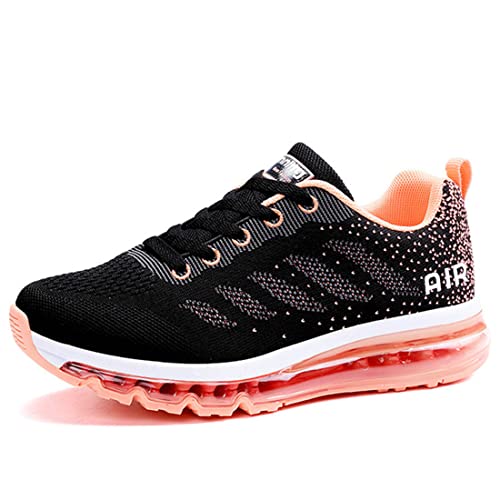 Turnschuhe Damen Herren Laufschuhe atmungsaktiv Sportschuhe leichtgewichts Stand On Air Sneaker schnürer straßenlaufschuhe Leicht Walkingschuhe Outdoor Road Running Shoe Blackorange-38 von Gugifcto