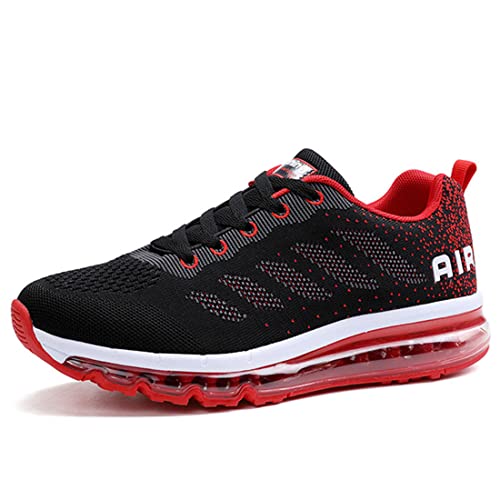 Turnschuhe Damen Herren Laufschuhe atmungsaktiv Sportschuhe leichtgewichts Stand On Air Sneaker schnürer straßenlaufschuhe Leicht Walkingschuhe Outdoor Road Running Shoe Blackred-36 von Gugifcto