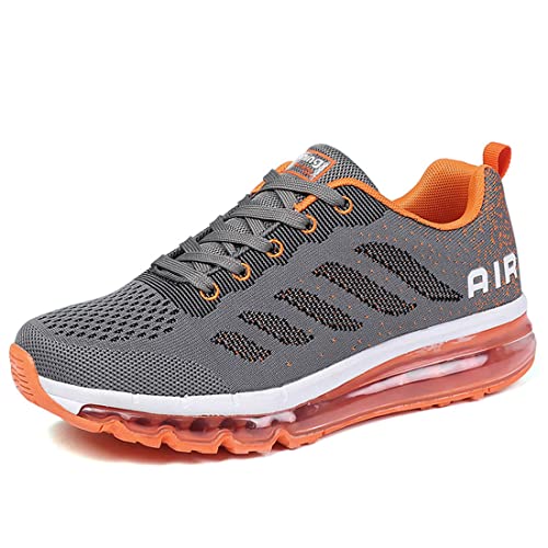 Turnschuhe Damen Herren Laufschuhe atmungsaktiv Sportschuhe leichtgewichts Stand On Air Sneaker schnürer straßenlaufschuhe Leicht Walkingschuhe Outdoor Road Running Shoe Greyorange-35 von Gugifcto