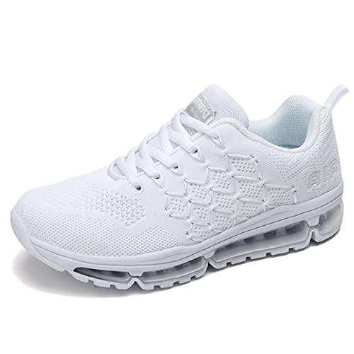 Turnschuhe Damen Herren Laufschuhe atmungsaktiv Sportschuhe leichtgewichts Stand On Air Sneaker schnürer straßenlaufschuhe Leicht Walkingschuhe Outdoor Road Running Shoe White-34 von Gugifcto