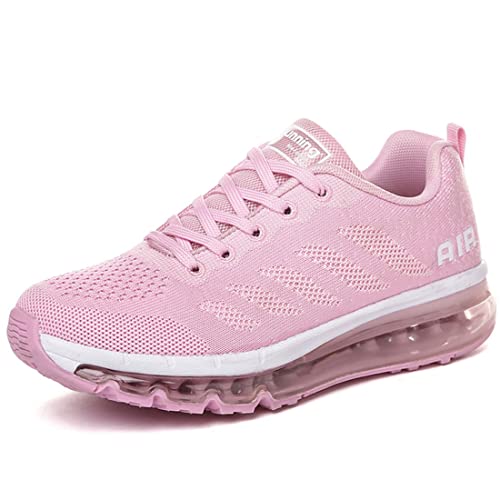 Turnschuhe Damen Herren Laufschuhe atmungsaktiv Sportschuhe leichtgewichts Stand On Air Sneaker schnürer straßenlaufschuhe Leicht Walkingschuhe Outdoor Road Running Shoe pink-35 von Gugifcto