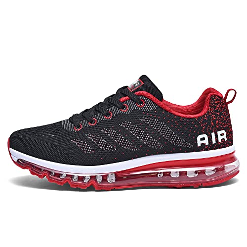 smarten Sportschuhe Herren Damen Laufschuhe Unisex Turnschuhe Air Atmungsaktiv Running Schuhe mit Luftpolster BlackRed 42 von Gugifcto