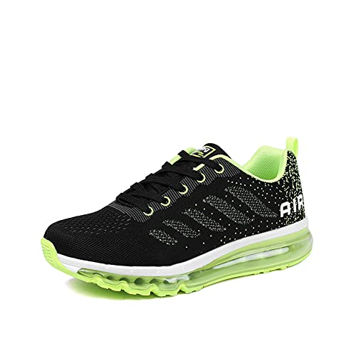 smarten Sportschuhe Herren Damen Laufschuhe Unisex Turnschuhe Air Atmungsaktiv Running Schuhe mit Luftpolster Blackgreen 34 von Gugifcto