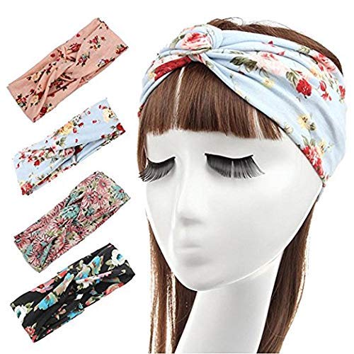 Damen Haarband, elastisch, Blumendruck, einfarbig, Turban-Kopfband, gedrehtes Haarband, Einheitsgröße, Stoff Damen Haarband, elastisch, Blumendruck, einfarbig, Turban-Kopfband, gedrehtes Haarband, Einheitsgröße, Stoff von Gugzy