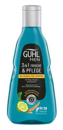Guhl Men 3 in 1 Frische & Pflege Shampoo - 2er Pack - 2 x 250 ml - Für Haar, Körper und Gesicht - Haartyp: normal von Guhl