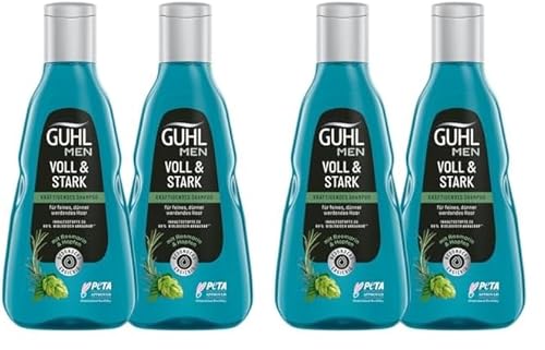 Guhl Men Vorteilspack Voll & Stark - Inhalt: 2x 250 ml Shampoo - Haartyp: dünn, fein, dünner werdend - Mit Hopfen und Koffein (Packung mit 2) von Guhl