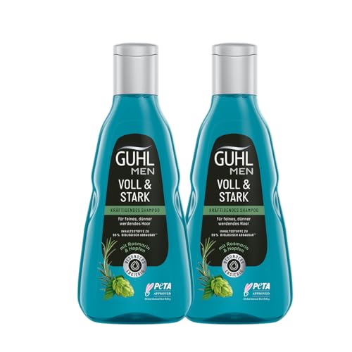 Guhl Men Vorteilspack Voll & Stark - Inhalt: 2x 250 ml Shampoo - Haartyp: dünn, fein, dünner werdend - Mit Hopfen und Koffein von Guhl