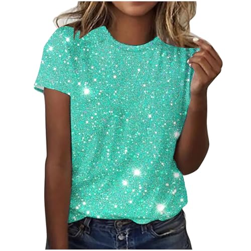 Bluse Damen Glitzer Top Oberteile Sternenhimmel Pailletten Oberteil Galaxie Print Faschingskostüme T-Shirt Festliche Blusen Space Kostüm Shirt Teenager Mädchen Blusenshirt Glitzer Oberteile XL von Guhmomh
