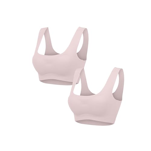 Guhmomh Push up Sport BH Damen Ohne Bügel 2er Pack Abnehmbar Pads Strech Klassische Damen-BHS Leicht Bras Weich Bügelloser Bustier Atmungsaktiv Tshirt Bralette Meine Bestellungen Anzeigen Rosa M von Guhmomh