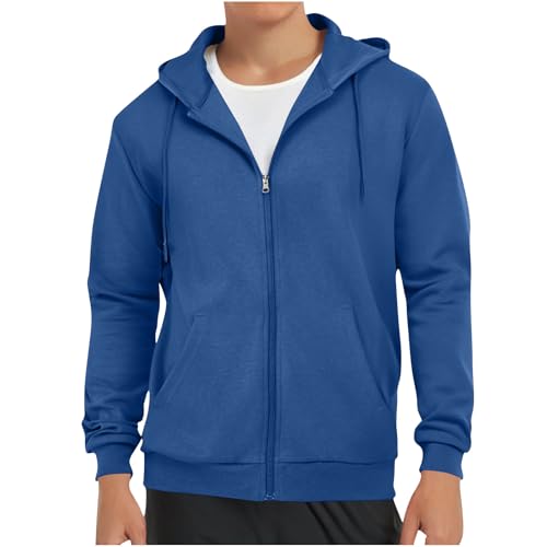 Guhmomh Sweatjacke Herren Herbst Kapuzenjacke Freizeit Zip Hoodie Dünne Hooded Sweatshirt Einfarbige Sport Atmungsaktive Kapuzenstrickjacke Fitness Sportjacke übergangsjacke Jungen Oberteile Blau M von Guhmomh