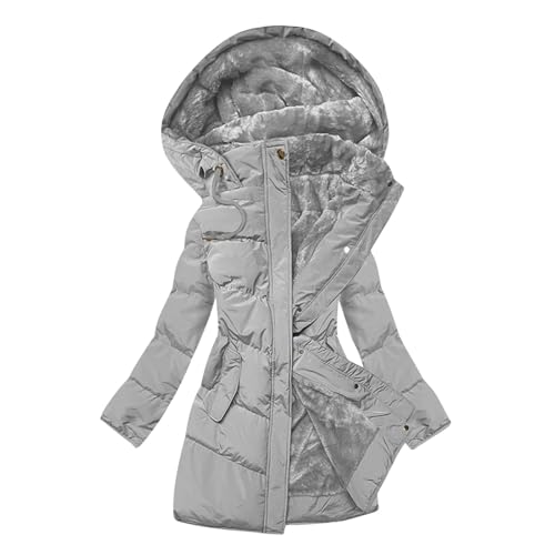 Guhmomh Winterjacke Damen Wintermantel mit Kapuze Steppjacke Fleecejacke Warme Gefüttert Daunenjacke Elegant Winterparka Einfarbig Hoodie Bequemes Jacke Winddicht Mantel Sale Damen Grau XXL Guhmomh Winterjacke Damen Wintermantel mit Kapuze Steppjacke Fleecejacke Warme Gefüttert Daunenjacke Elegant Winterparka Einfarbig Hoodie Bequemes Jacke Winddicht Mantel Sale Damen Grau XXL von Guhmomh