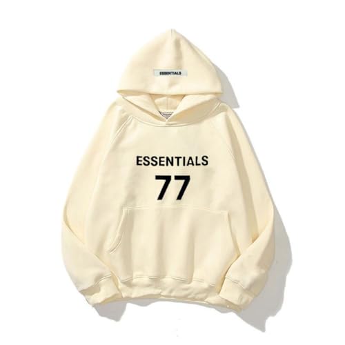 GuiSoHn Essentials Hoodie, Pure Cotton Double Line Glued 3D Letters Hip Hop Couples Pullover Sportswear, Unisex Fleece Pure Cotton with Hood von GuiSoHn