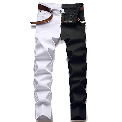 GuiSoHn Jeanshosen Jeans Hose Denim Jeanshose Herbst Und Winter Nähen Jeans Mode Herren Herren Jeans Nähen Schwarz Schwarz Und Weiß von GuiSoHn