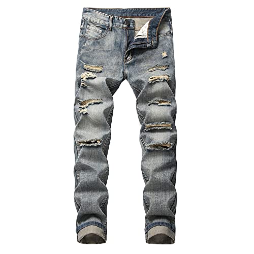 GuiSoHn Jeanshosen Jeans Hose Denim Jeanshose Herren Zerrissene, Nicht Dehnbare Jeans Herrenhose Blau von GuiSoHn