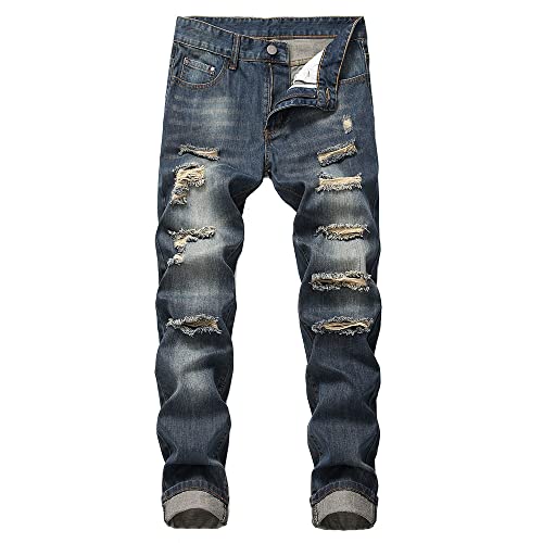 GuiSoHn Jeanshosen Jeans Hose Denim Jeanshose Herren Zerrissene, Nicht Dehnbare Jeans Herrenhose Dunkelblau von GuiSoHn