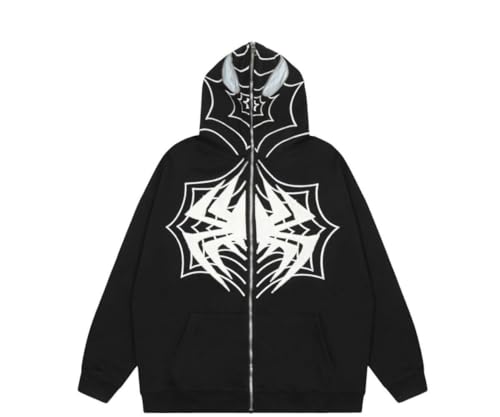 GuiSoHn Y2k Zip Up Hoodie Spider Young Hooded Jacket Hallowee von GuiSoHn