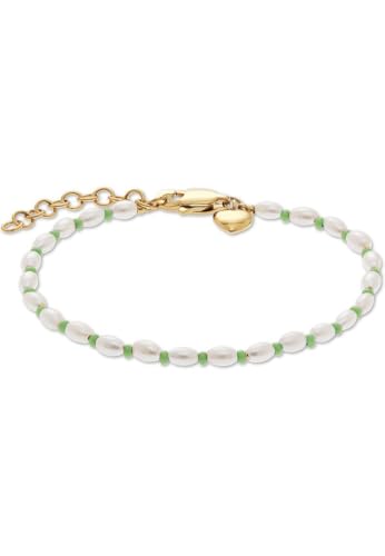 Guido Maria Kretschmer Jewelry GMK Collection Damen-Armband Edelstahl, Perle Muschelkern One Size, Gold, Grün 32030091 von Guido Maria Kretschmer Jewelry