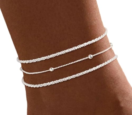 Guidre Fußkettchen für Frauen,Zierlich Geschichtet Wasserdicht Fußkettchen für Frauen einstellbar, Fußkettchen Set Seil Link Strand Fußkettchen für Damen, Sommer Strand Schmuck Geschenk (C) von Guidre