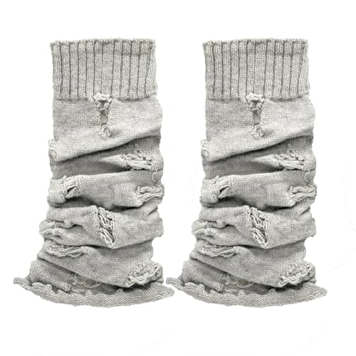 Guiguishiny 1 Paar Stricken Stulpen Beinstulpen,Stulpen Damen Bein, Knöchelwärmer, Flauschig Weich Langer Stulpen aus für Damen und Mädchen (Grau, ONE SIZE) von Guiguishiny