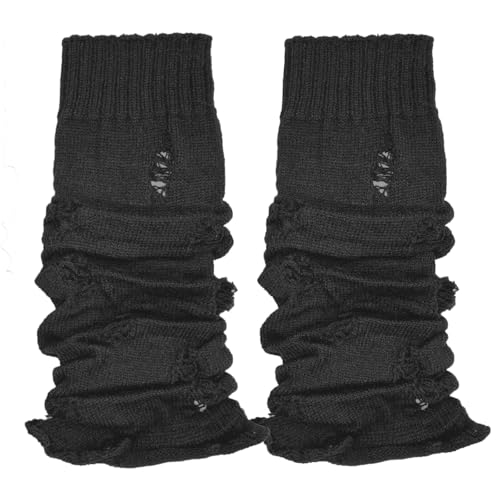 Guiguishiny 1 Paar Stricken Stulpen Beinstulpen,Stulpen Damen Bein, Knöchelwärmer, Flauschig Weich Langer Stulpen aus für Damen und Mädchen (Schwarz, ONE SIZE) von Guiguishiny