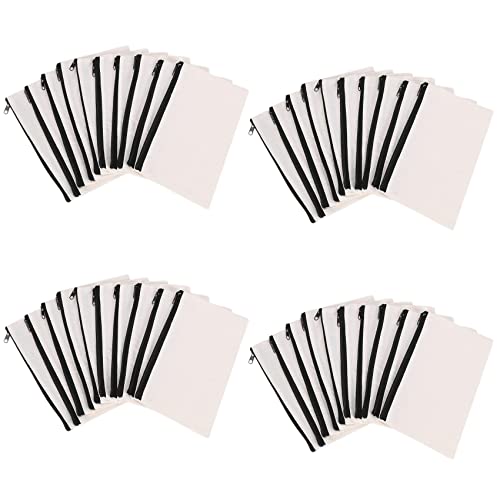 Guihydur 40 StüCk Leinwand Make-Up Leinwand ReißVerschluss Beutel Bleistiftetui Leere DIY Basteltaschen Kosmetiktasche für Reisen DIY Bastelschule von Guihydur
