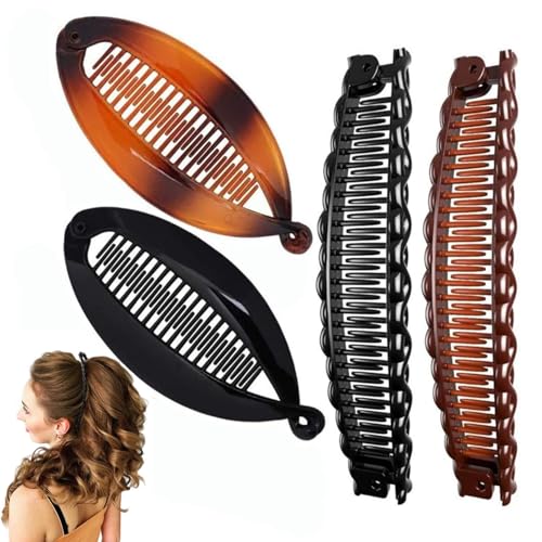Guimey 4 Stück Banana Clip für dickes Haar – Haarspange Damen für Pferdeschwanz, große Haarklammer Vintage Fischschwanz Design, Bananenspange Haarclips für Hochsteckfrisuren & Alltag Guimey 4 Stück Banana Clip für dickes Haar – Haarspange Damen für Pferdeschwanz, große Haarklammer Vintage Fischschwanz Design, Bananenspange Haarclips für Hochsteckfrisuren & Alltag von Guimey