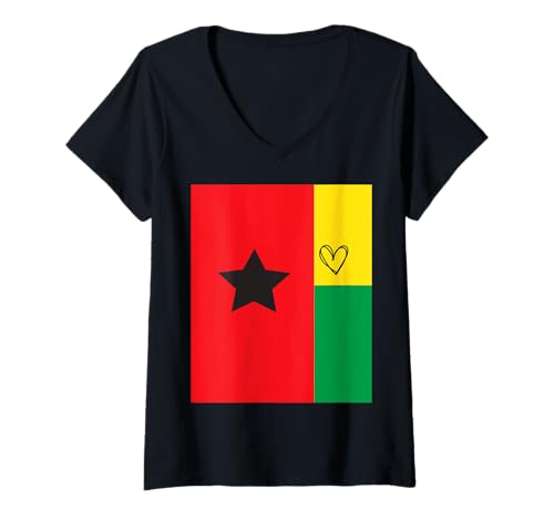 Damen Guinea-Bissau Flagge Bissau-Guineischen Herz Stolzer Erbe T-Shirt mit V-Ausschnitt Damen Guinea-Bissau Flagge Bissau-Guineischen Herz Stolzer Erbe T-Shirt mit V-Ausschnitt von Guinea-Bissau Flag Bissau-Guinean Proud Gifts Idea