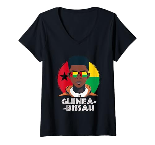 Damen Guinea-Bissau Guinea-Bissauan Flagge Guinea-Bissau Junge T-Shirt mit V-Ausschnitt Damen Guinea-Bissau Guinea-Bissauan Flagge Guinea-Bissau Junge T-Shirt mit V-Ausschnitt von Guinea-Bissau Flag Gifts for Guinea-Bissauan Teens