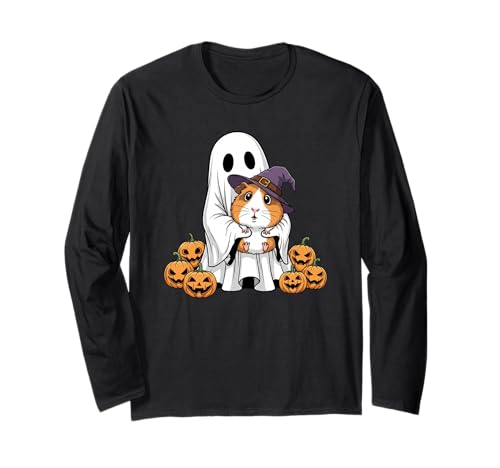 Lustiger Geist Meerschweinchen Kürbis Halloween Kinder Herren Damen Langarmshirt von Guinea Pig Lovers Cute Halloween Outfits Boy Girl