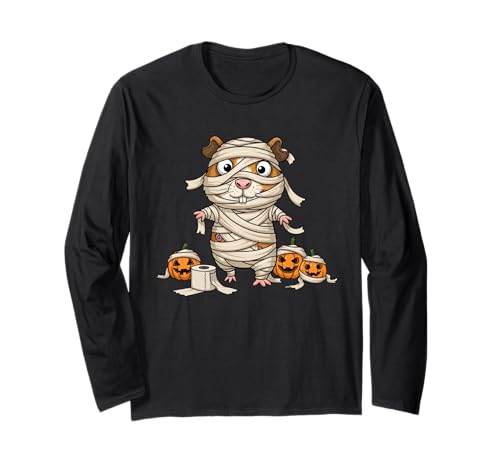 Lustiges Meerschweinchen-Mumien-Kürbis, Halloween, Kinder, Herren und Damen Langarmshirt von Guinea Pig Lovers Cute Halloween Outfits Boy Girl