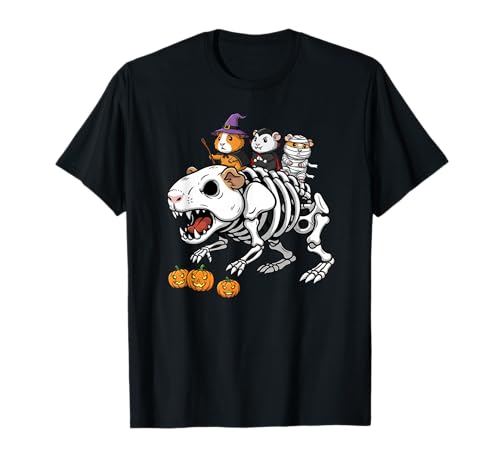 Meerschweinchen-Skelett Mama Hexe Halloween Kinder Herren Damen T-Shirt von Guinea Pig Lovers Cute Halloween Outfits Boy Girl