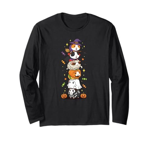 Meerschweinchen Hexe Vampir Geist Halloween Kinder Herren Damen Langarmshirt Meerschweinchen Hexe Vampir Geist Halloween Kinder Herren Damen Langarmshirt von Guinea Pig Lovers Halloween Skeleton Mummy Outfits