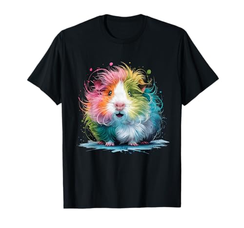 Meerschweinchen Männer Frauen Bunt Aquarell Meerschweinchen T-Shirt von Guinea Pig Mom And Guinea Pig Dad Designs