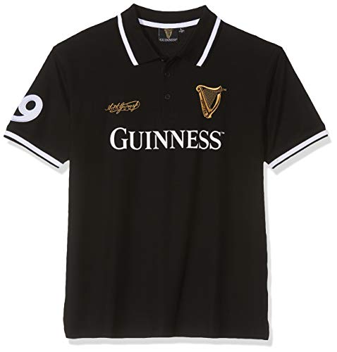 Guinness Herren BLK Guin 59 White STR Collar S/S Polo Poloshirt, Schwarz (Schwarz Schwarz), L von Guinness